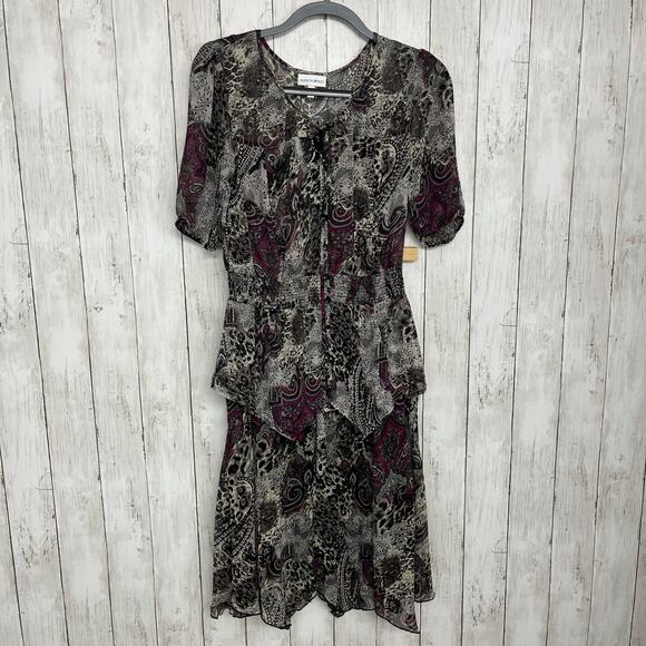 Fashion Bug Vintage 2 Piece Flowy Shirt Skirt Set Fairy Paisley Animal Print - Picture 2 of 16